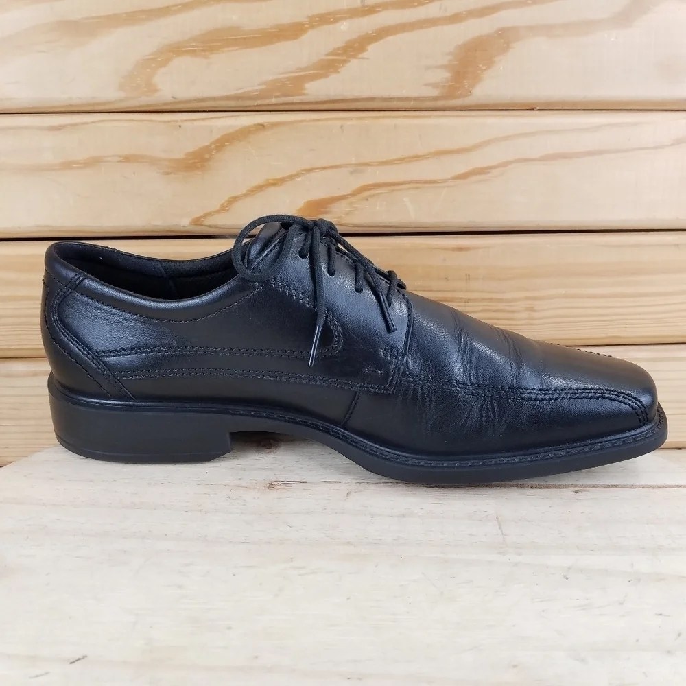 ECCO Black Leather 44 EUR Oxford Lace-up Dress Shoes Formal Business Shock Point